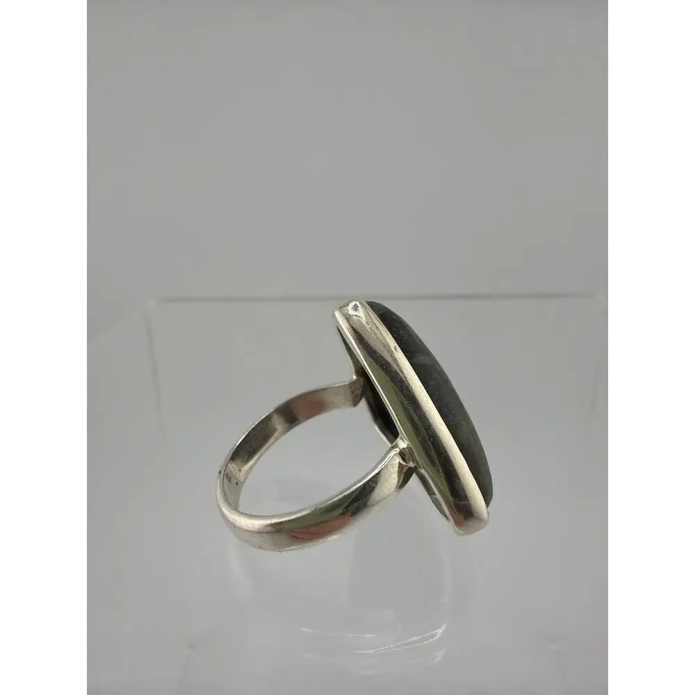Triangular Azurite Teardrop 925 Sterling Silver Cocktail Ring Size 8
